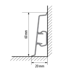 Rigid soklová lišta, Dub bělený, 60x20mm